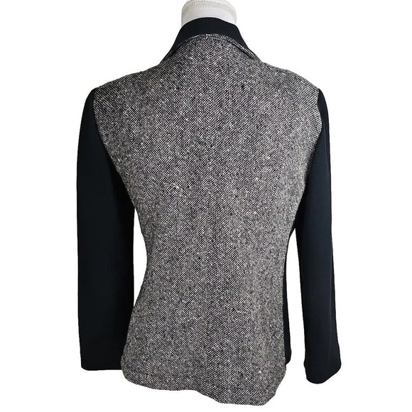 VNTG. LIZSPORT~Woman Sz 8 Petite~ Black/White 100% Wool Zip-Up Blazer Colorblock - Picture 3 of 12